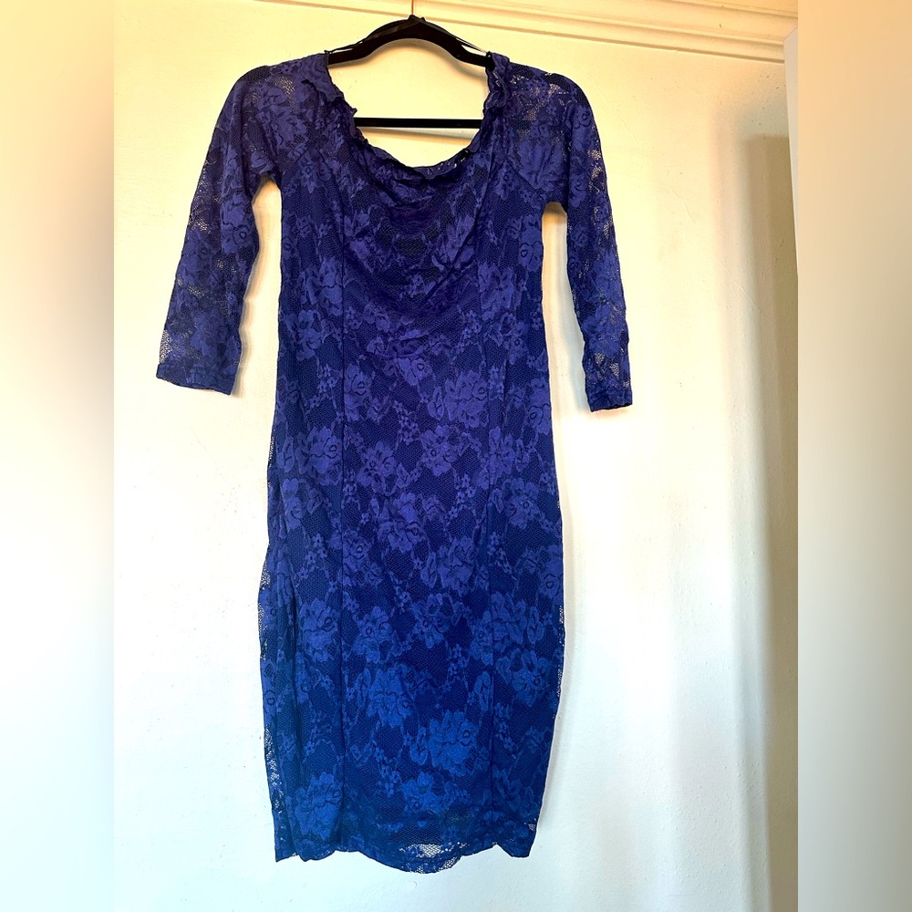 Elegant Blue Lace Dress